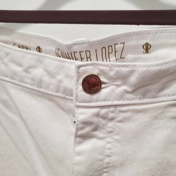 Jennifer Lopez White Cotton Spandex Blend Capri 5 Pocket Style Jeans   16P - Picture 6 of 10
